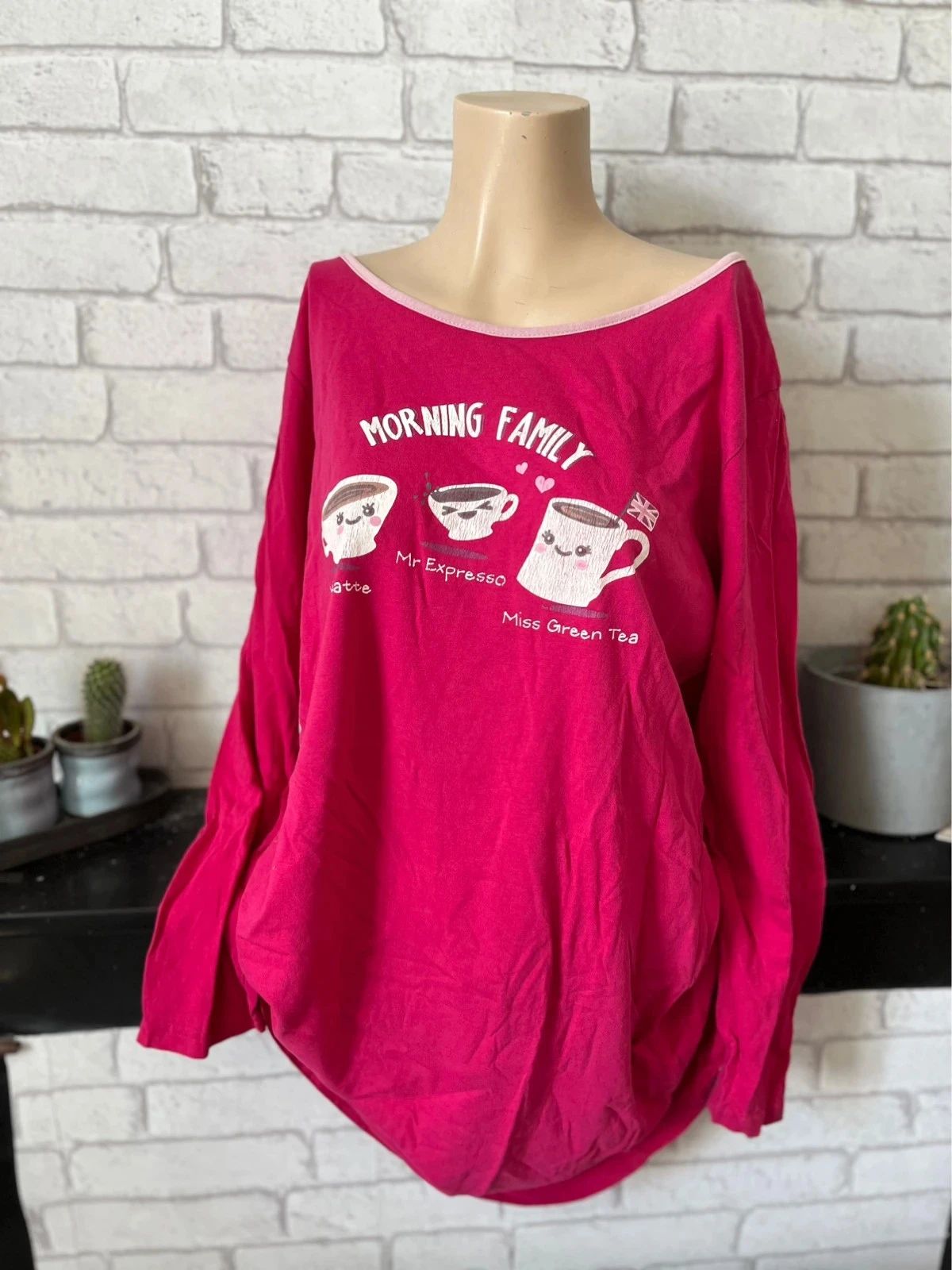 Nuisette Rose Fuchsia Imprimé Tasses Café Taille 42